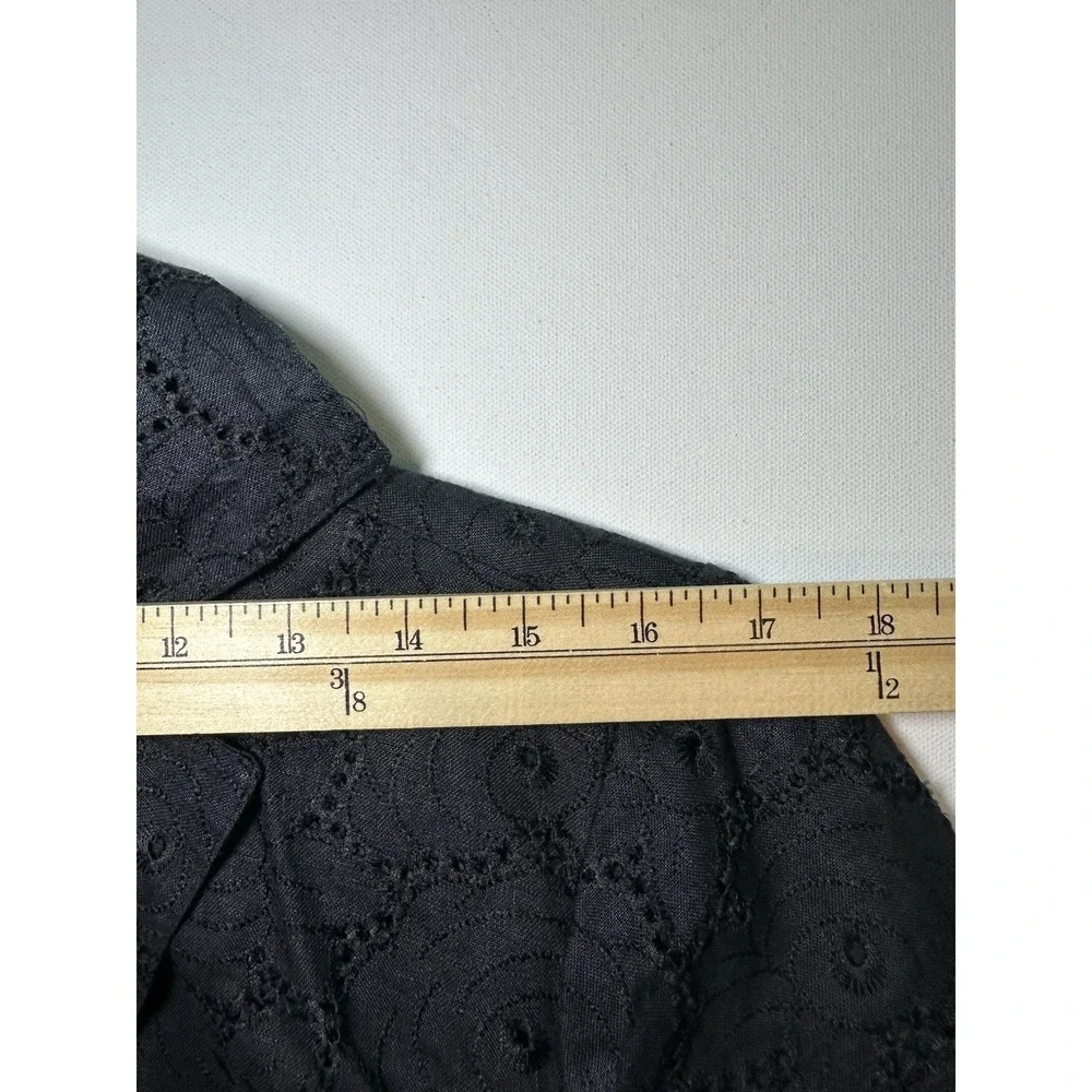 Wear It Women's SIZE 0 Black Eyelet Long Sleeve Blazer Jacket 100% Linen‎